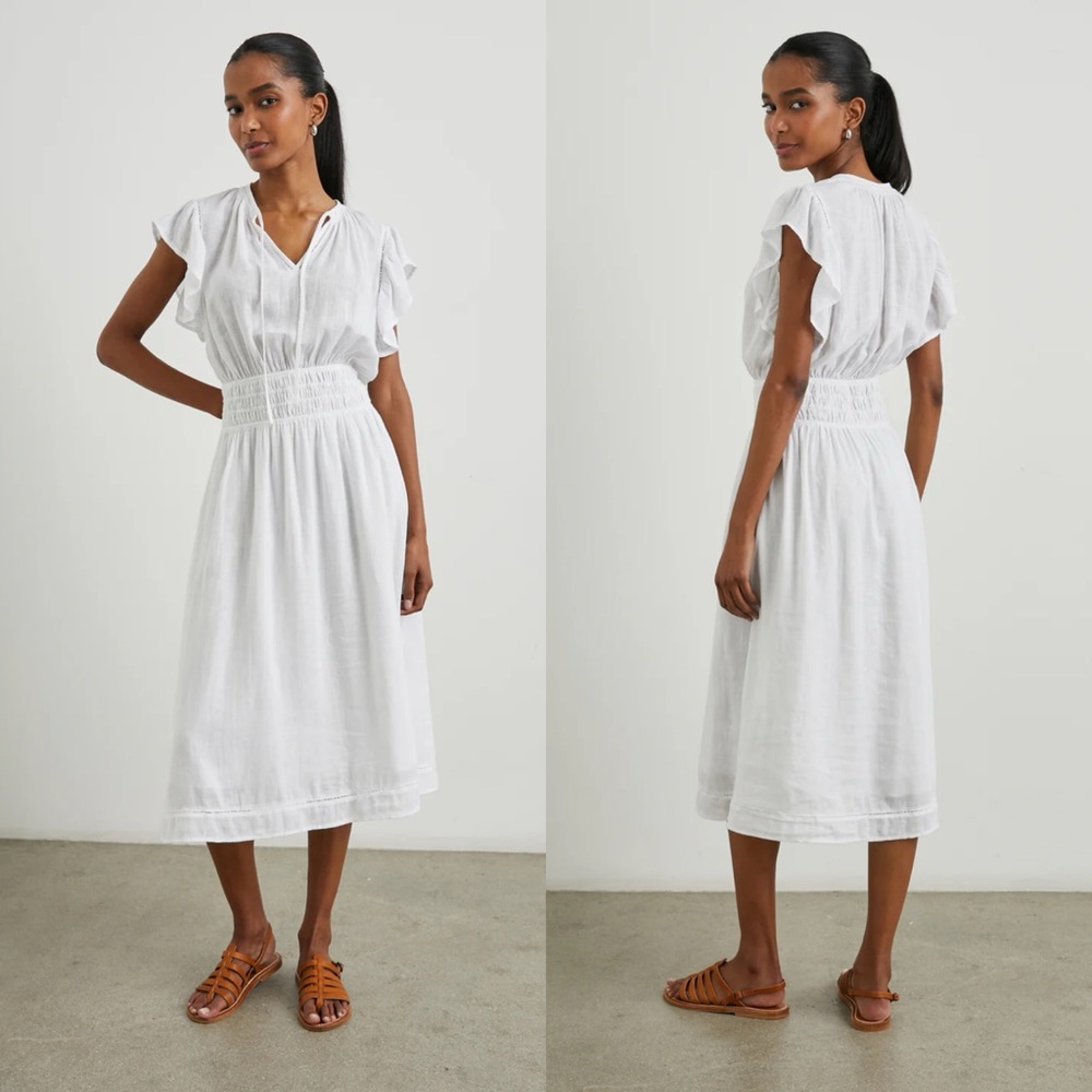 NWT Rails Iona Linen Blend Midi Dress in White sz XS